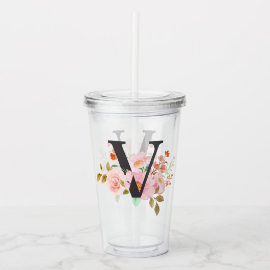 Letter V Acryl Drinkbeker (Voorkant)