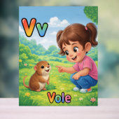 Letter V Alfabetposter – V is voor Veldmuis Acryl Bord (Neutraal)