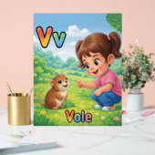 Letter V Alfabetposter – V is voor Veldmuis Acryl Bord (Huwelijk)