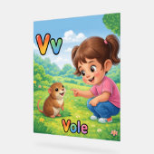 Letter V Alfabetposter – V is voor Veldmuis Acryl Bord (Hoek)
