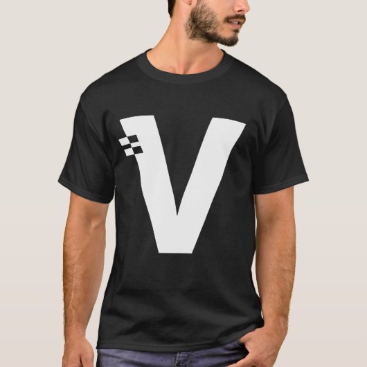Letter V Alphabet Initiaal Monogram T-shirt (Voorkant)
