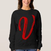 Letter V Alphabet Large Red Graphic Initial Trui (Voorkant)