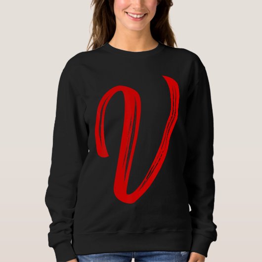 Letter V Alphabet Large Red Graphic Initial Trui (Voorkant)