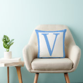 Letter V Baby Blue Border Kussen (Stoel)