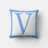 Letter V Baby Blue Border Kussen (Voorkant)