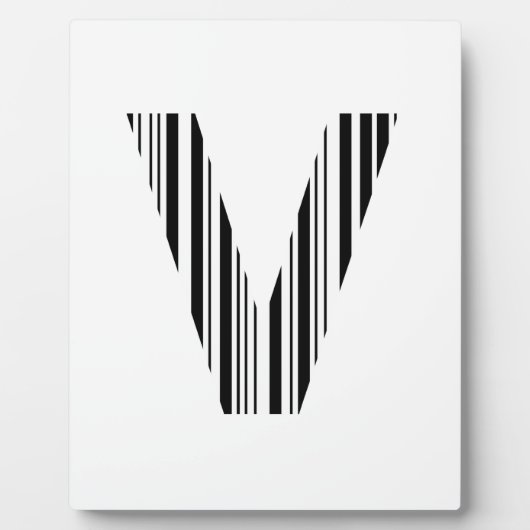 LETTER V BAR CODE Eerste Initiaal Barcodepatroon Fotoplaat (Voorkant)