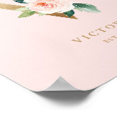 Letter V Blush Floral Monogram Gold Foil Nursery Poster (Hoek)