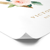 Letter V Blush Floral Monogram Gold Foil Nursery Poster (Hoek)