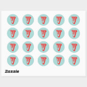 Letter V carnaval stijl monogram initiaal gunst Ronde Sticker (Vel)