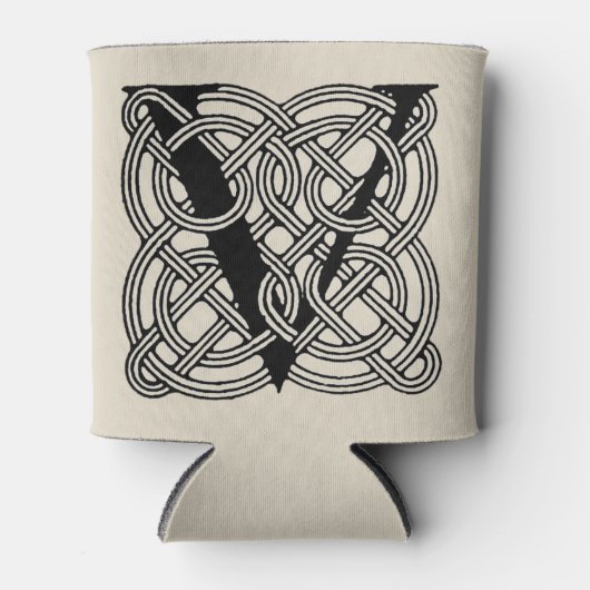 Letter V Celtic Knot Monogram Blikjeskoeler (Voorkant)