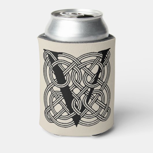 Letter V  Celtic Knot Monogram Blikjeskoeler (Blikje Achterkant)