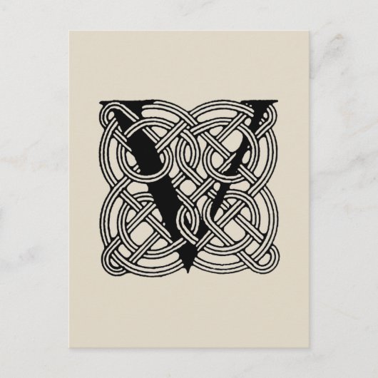 Letter V  Celtic Knot Monogram Briefkaart (Voorkant)