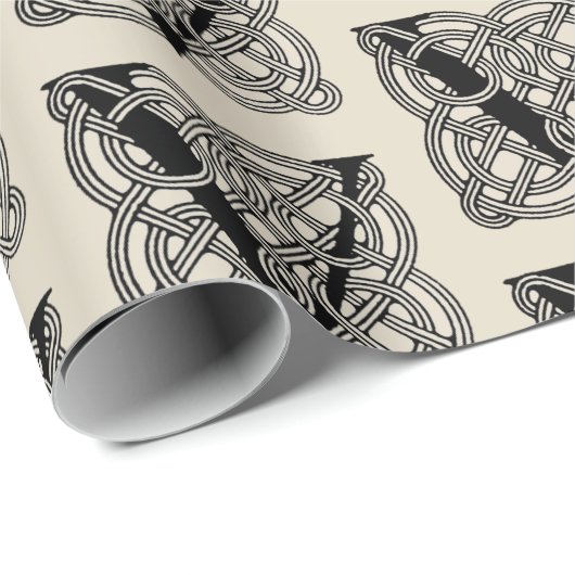 Letter V  Celtic Knot Monogram Cadeaupapier (Rol Hoek)