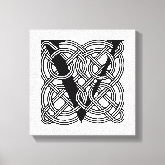 Letter V  Celtic Knot Monogram Canvas Afdruk (Voorkant)