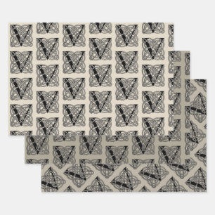 Letter V  Celtic Knot Monogram Inpakpapier Vel