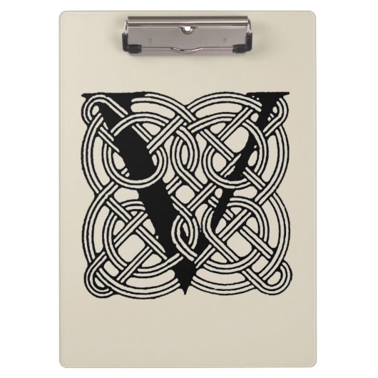 Letter V Celtic Knot Monogram Klembord (Voorkant)