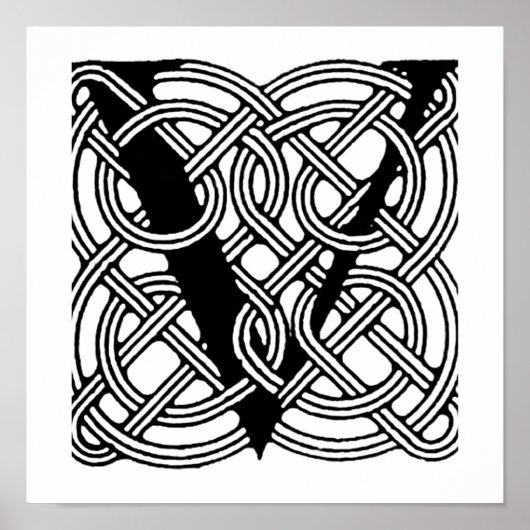 Letter V  Celtic Knot Monogram Poster (Voorkant)