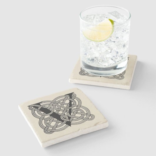 Letter V  Celtic Knot Monogram Stenen Onderzetter (Zijkant)