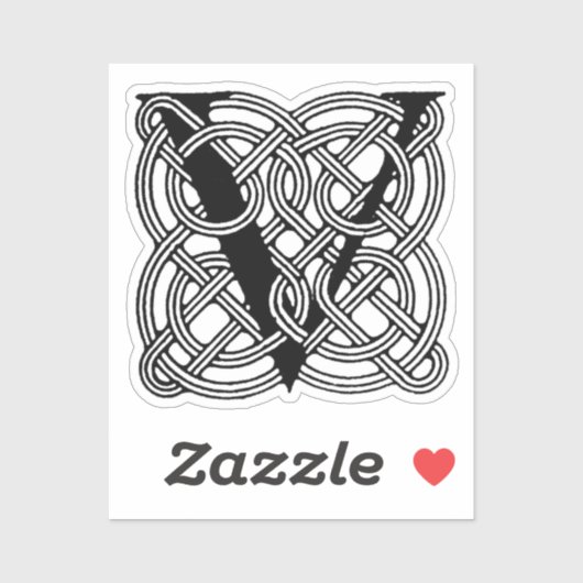 Letter V  Celtic Knot Monogram Sticker (Vel)