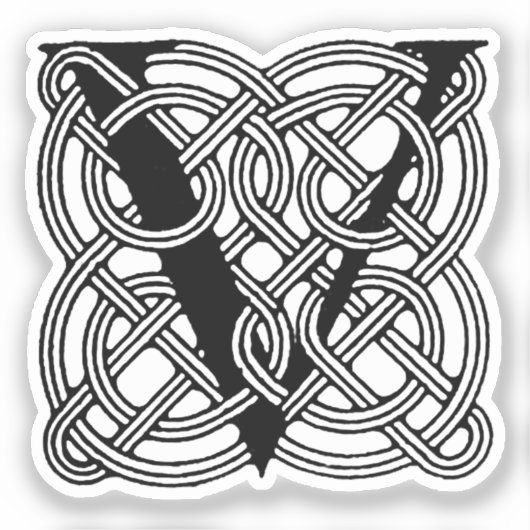 Letter V  Celtic Knot Monogram Sticker (Voorkant)