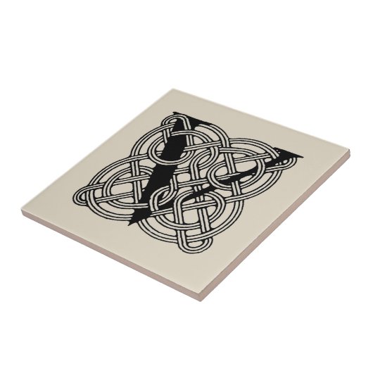 Letter V  Celtic Knot Monogram Tegeltje (Zijkant)