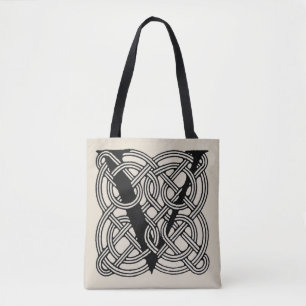 Letter V Celtic Knot Monogram Tote Bag