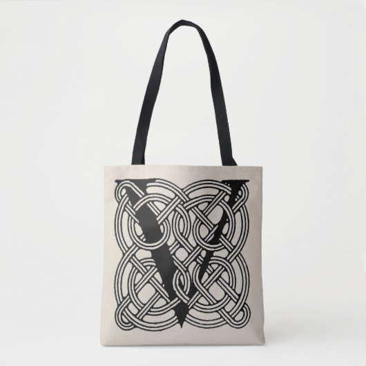 Letter V  Celtic Knot Monogram Tote Bag (Voorkant)