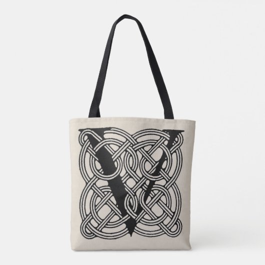 Letter V Celtic Knot Monogram Tote Bag (Achterkant)