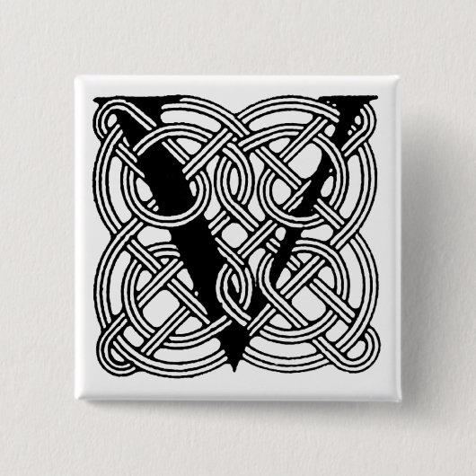Letter V  Celtic Knot Monogram Vierkante Button 5,1 Cm (Voorkant)