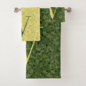 Letter V donkergroen en geel vrijheid Badhanddoek Bad Handdoek (Insitu)
