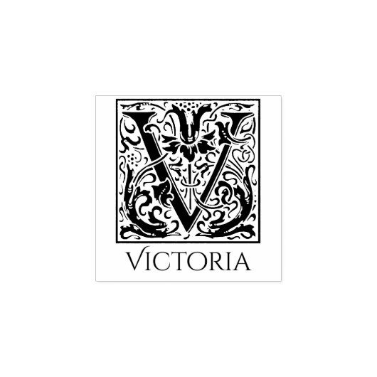 Letter V eerste brief met eigen naam Rubberstempel (Afrduk)