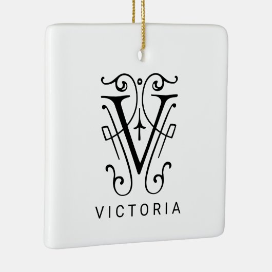 Letter V Elegant Monogram Kerst Ornament (Rechts)