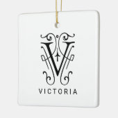 Letter V Elegant Monogram Kerst Ornament (Links)