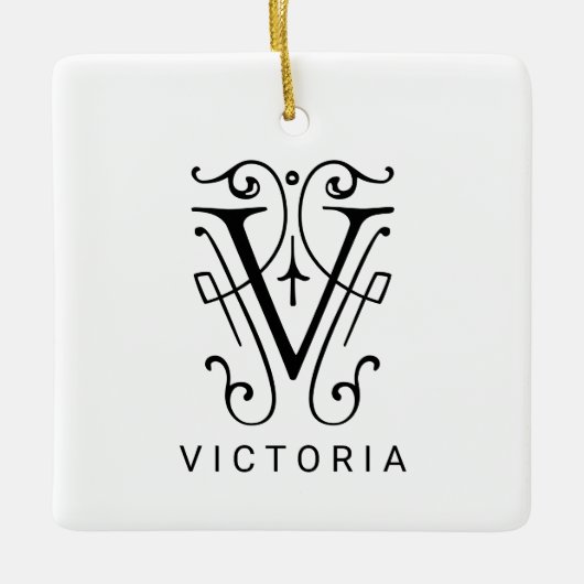 Letter V Elegant Monogram Kerst Ornament (Voorkant)