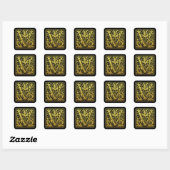 Letter V First Letter Faux Gold Black Vierkante Sticker (Vel)