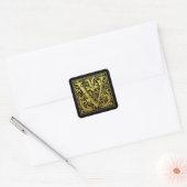 Letter V First Letter Faux Gold Black Vierkante Sticker (Envelop)