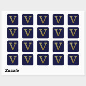 Letter V Gold Square Sticker (Vel)