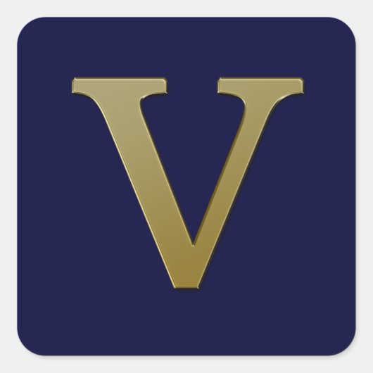Letter V Gold Square Sticker (Voorkant)