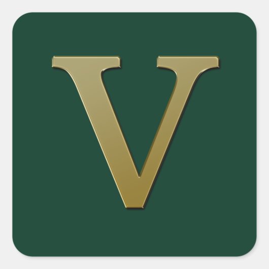 Letter V Gold Square Sticker (Voorkant)