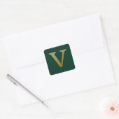 Letter V Gold Square Sticker (Envelop)