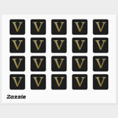 Letter V Gold Square Sticker (Vel)