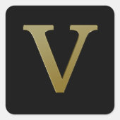 Letter V Gold Square Sticker (Voorkant)