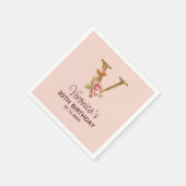 Letter V Gouden Monogram Blush Roze Rozen Servet (Hoek)