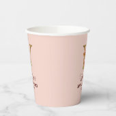Letter V Gouden Monogram Roze Rozen Papieren Bekers (Links)