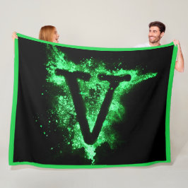 Letter V Groen Hoofdstedelijk Alfabet Fleece Deken