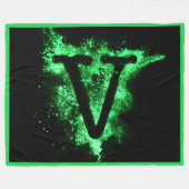 Letter V Groen Hoofdstedelijk Alfabet Fleece Deken (Voorkant (Horizontaal))