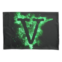 Letter V Groen Hoofdstedelijk Alfabet Kussensloop
