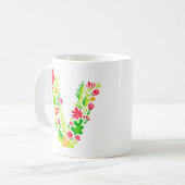 Letter V in Flowers Coffee Mok (Voorkant links)