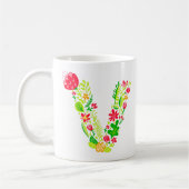Letter V in Flowers Coffee Mok (Links)