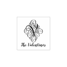 Letter V Initiaal Elegant Flourish Monogram Name Rubberstempel